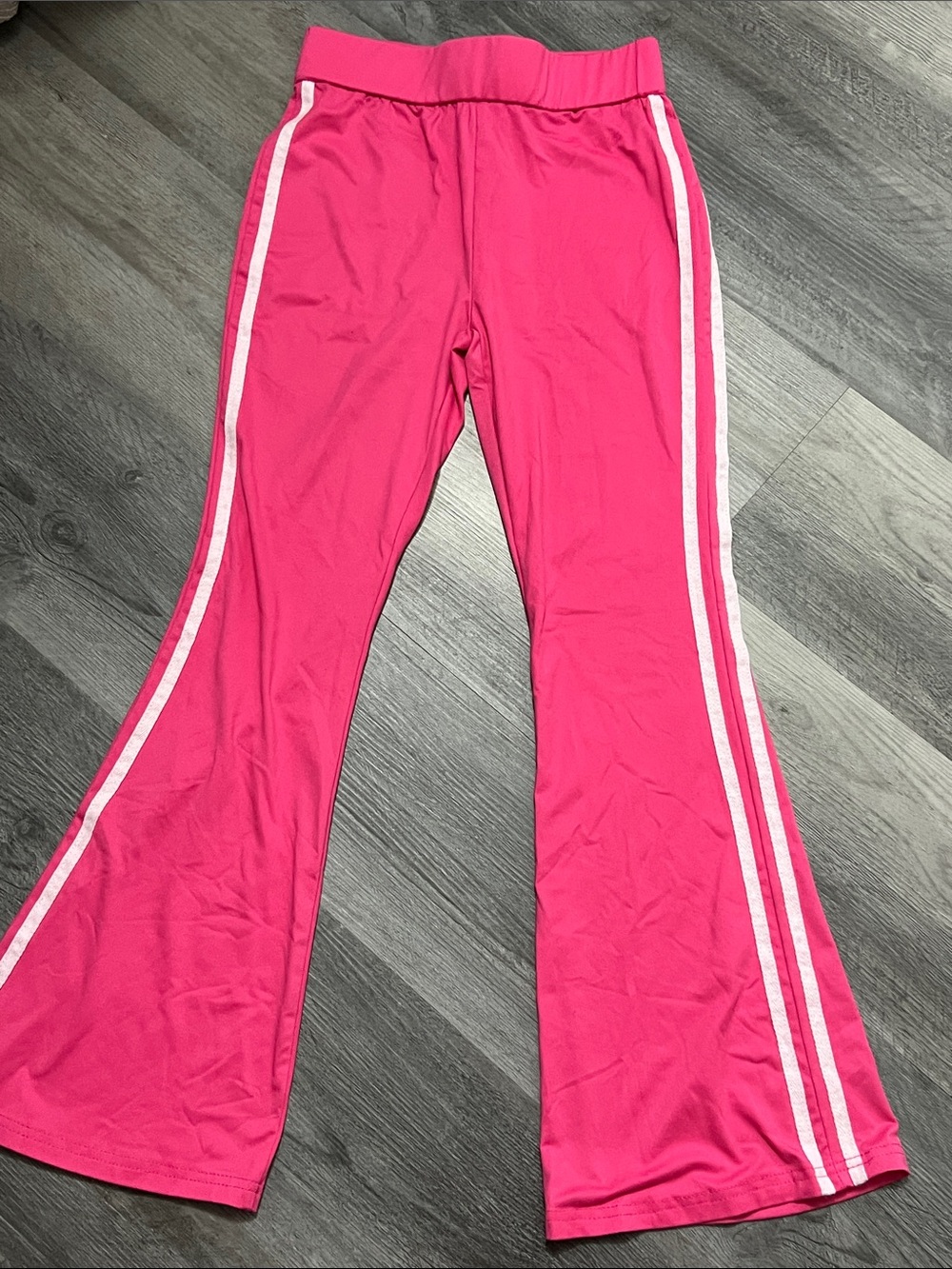 SHEIN Bright Pink Flared Joggers with White Side Stripes